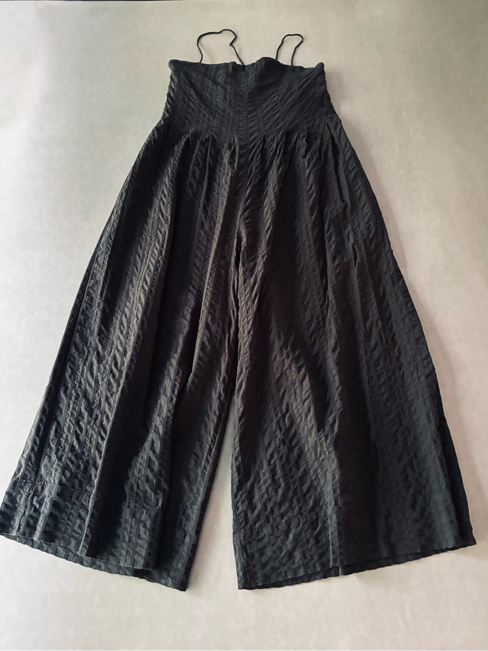Free People Black Wide-Leg Jumpsuit with Spaghetti Tie Back Straps